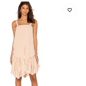 Tibi morro sand (cream) pleated draped side zipper mini strappy silk 2 dress